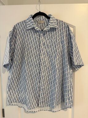 CD Men’s Blue Patterned Short Sleeve Shirt